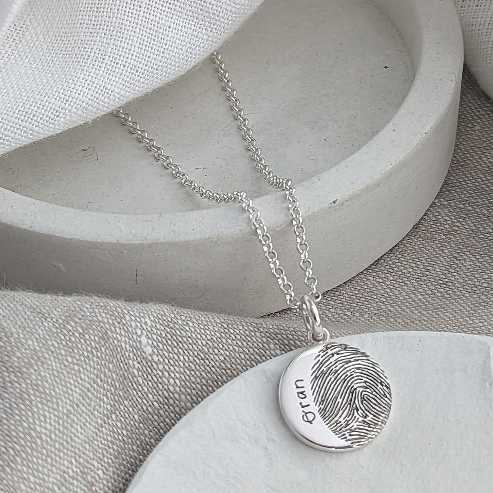 Silver Fingerprint Charm Necklace