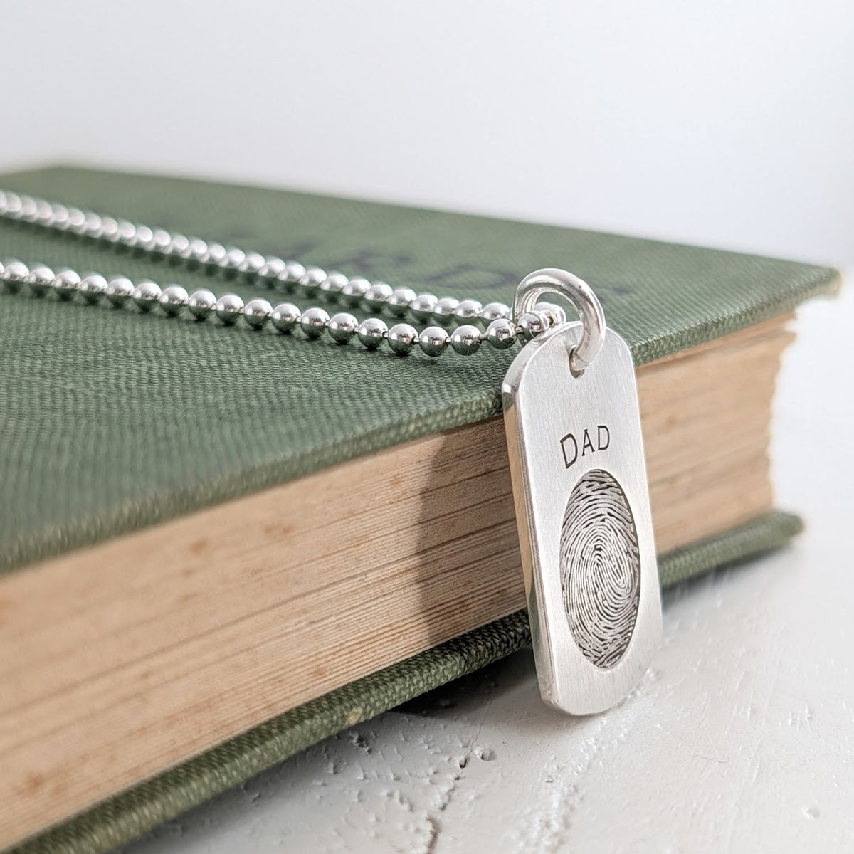Memorial fingerprint necklace for him