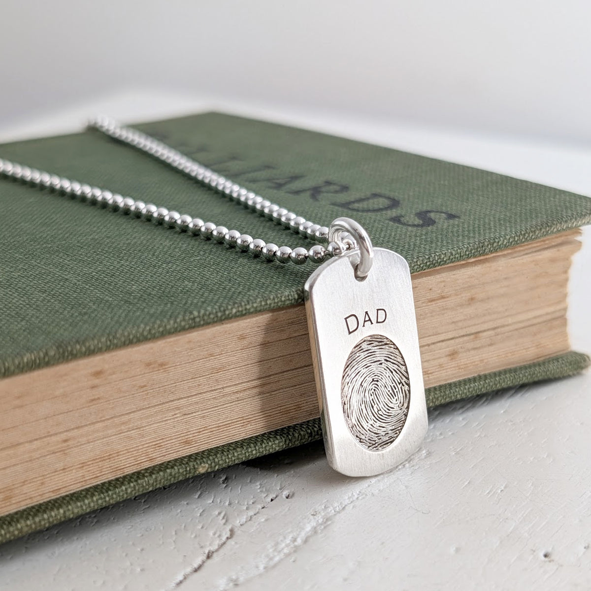 Men's Silver Fingerprint Dog Tag