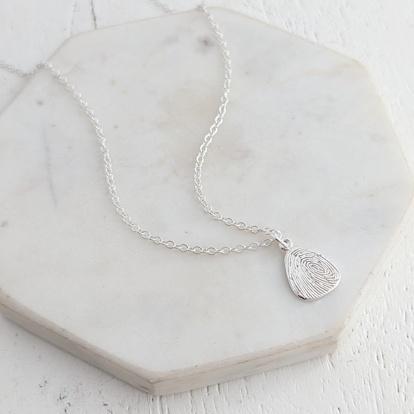 Memorial Fingeprrint Droplet Charm Necklace - Memorial Jewellery UK