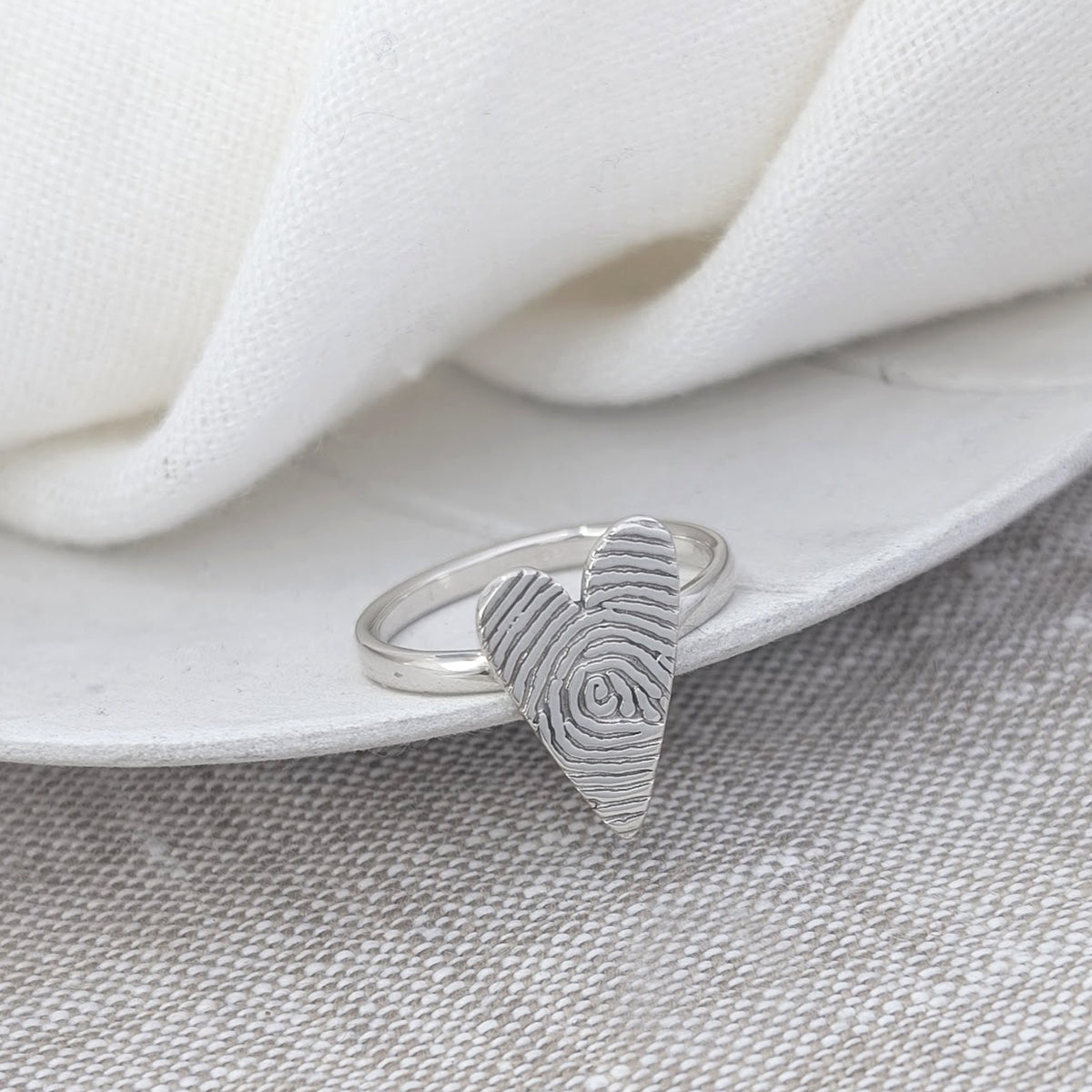 Fingerprint Heart Keepsake Ring in sterling silver or solid gold