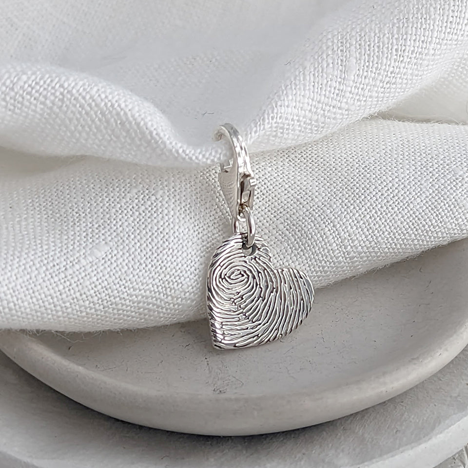 Fingerprint Heart Charm on Clip