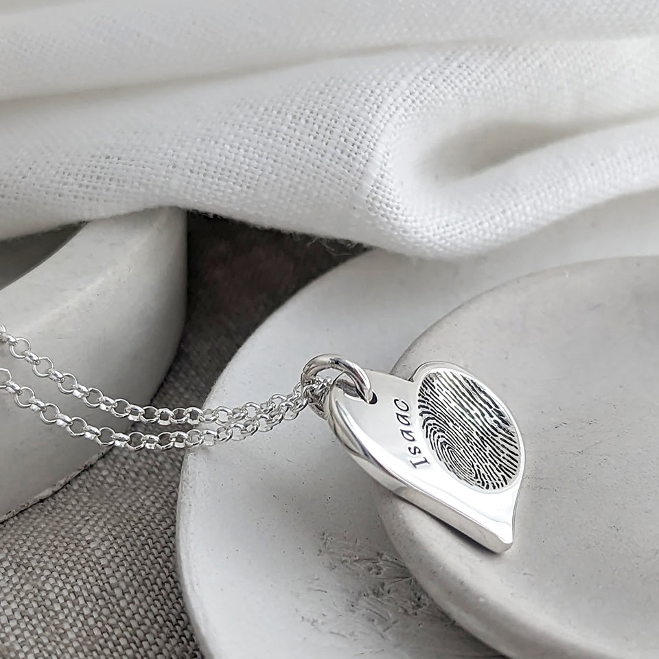 FINGERPRINT IMPRESSION HEART NECKLACE