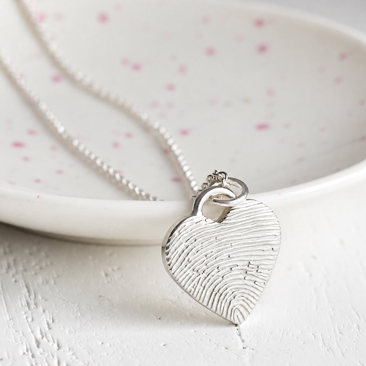 Fingerprint heart padlock necklace