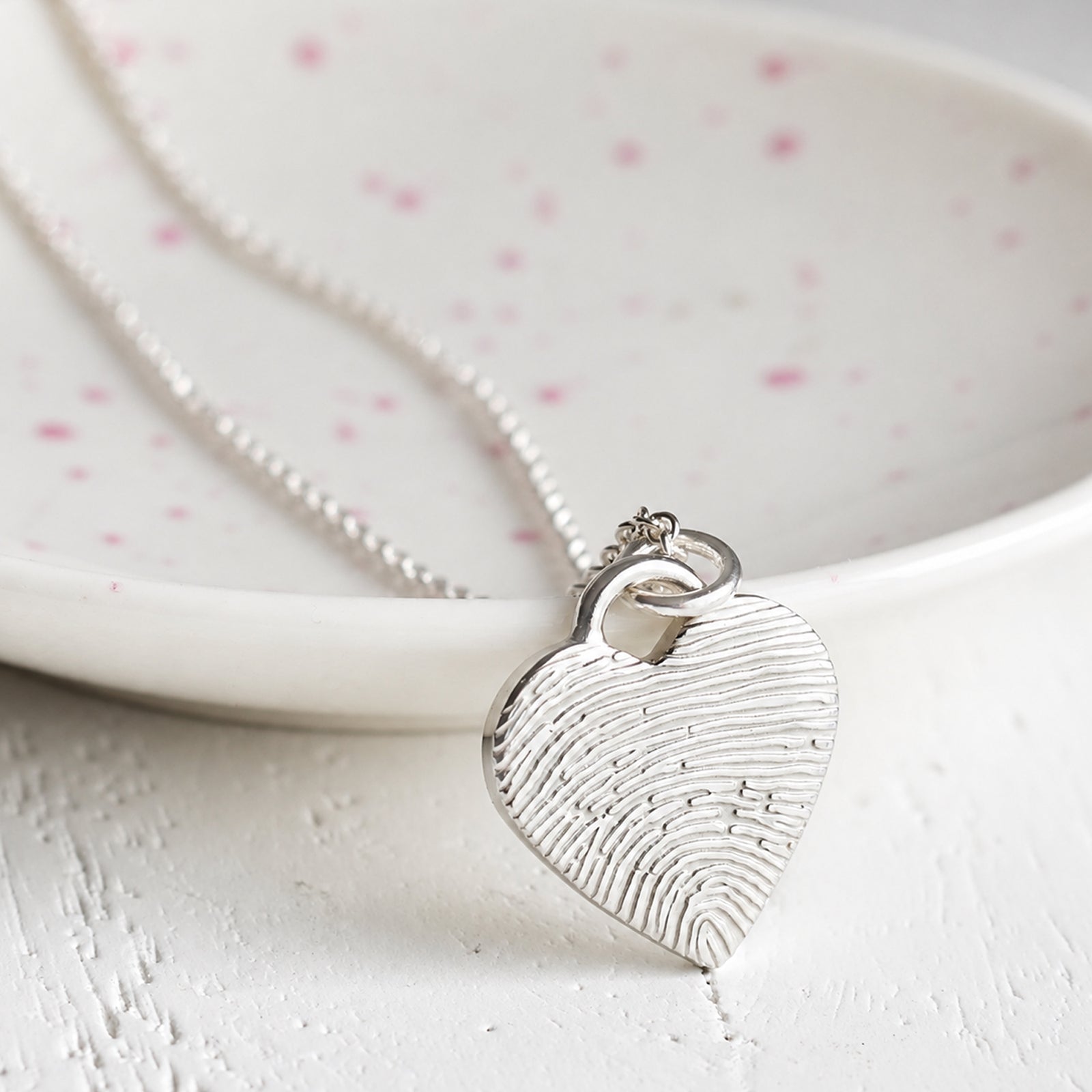 Fingerprint heart padlock necklace