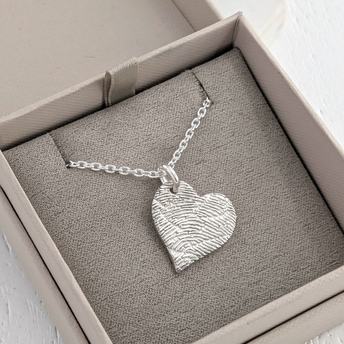 Silver Fingerprint Heart Necklace