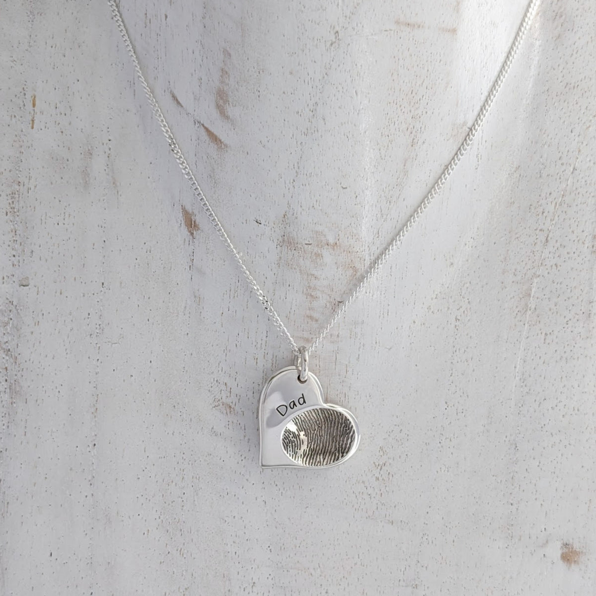 Fingerprint heart necklace with mum's or dad's fingerprint or thumbprint
