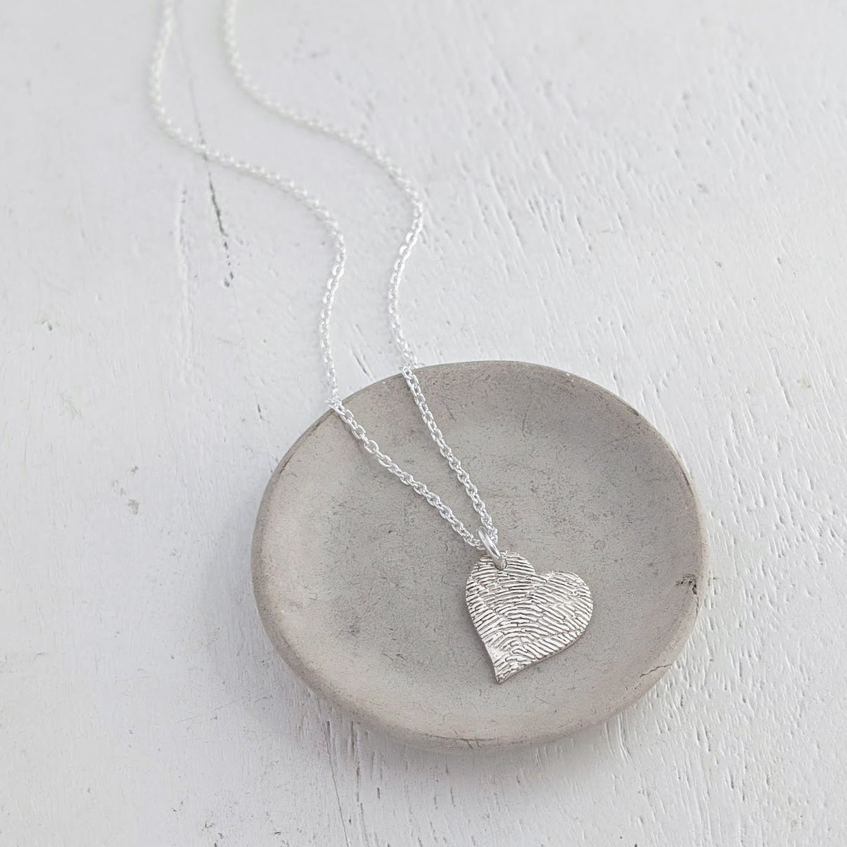 Silver or gold fingerprint heart necklace