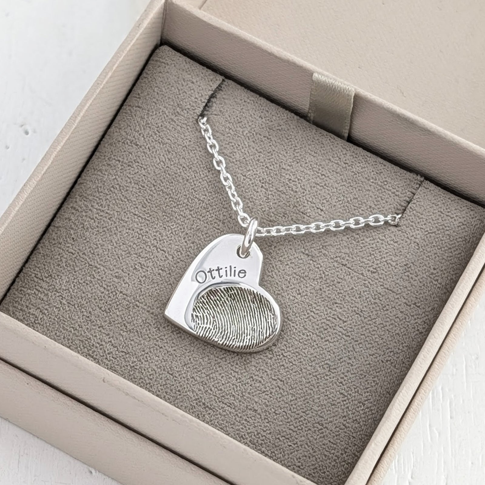 Silver Heart Fingerprint Impression Charm
