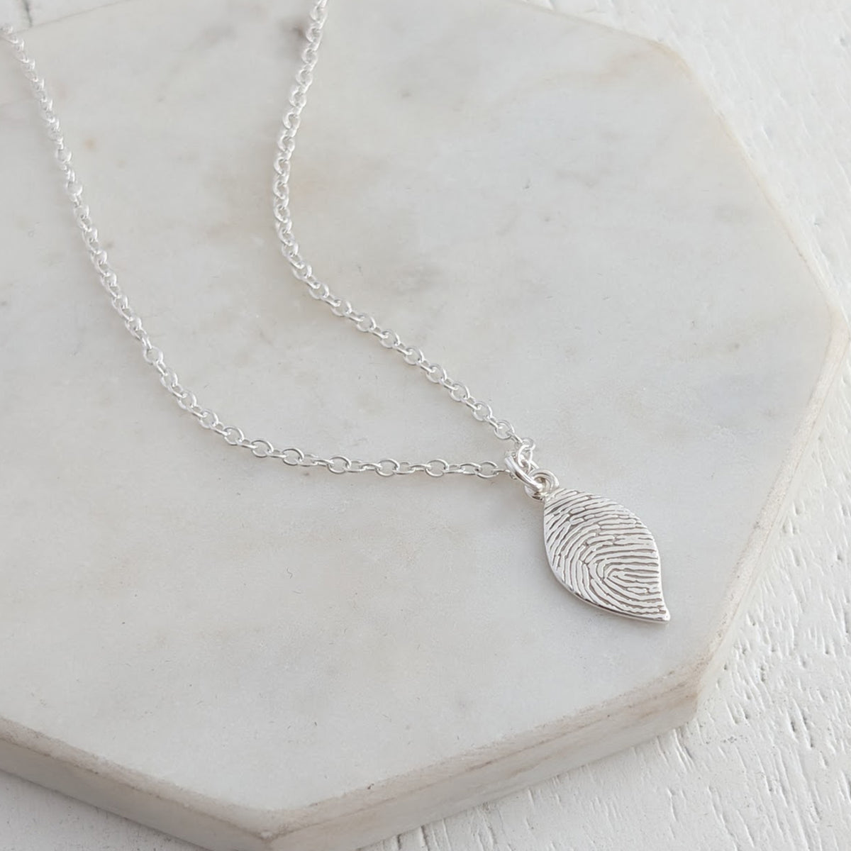 Silver  and Gold Fingerprint Jewellery - Leaf Charm - affordable keepsake jewellery