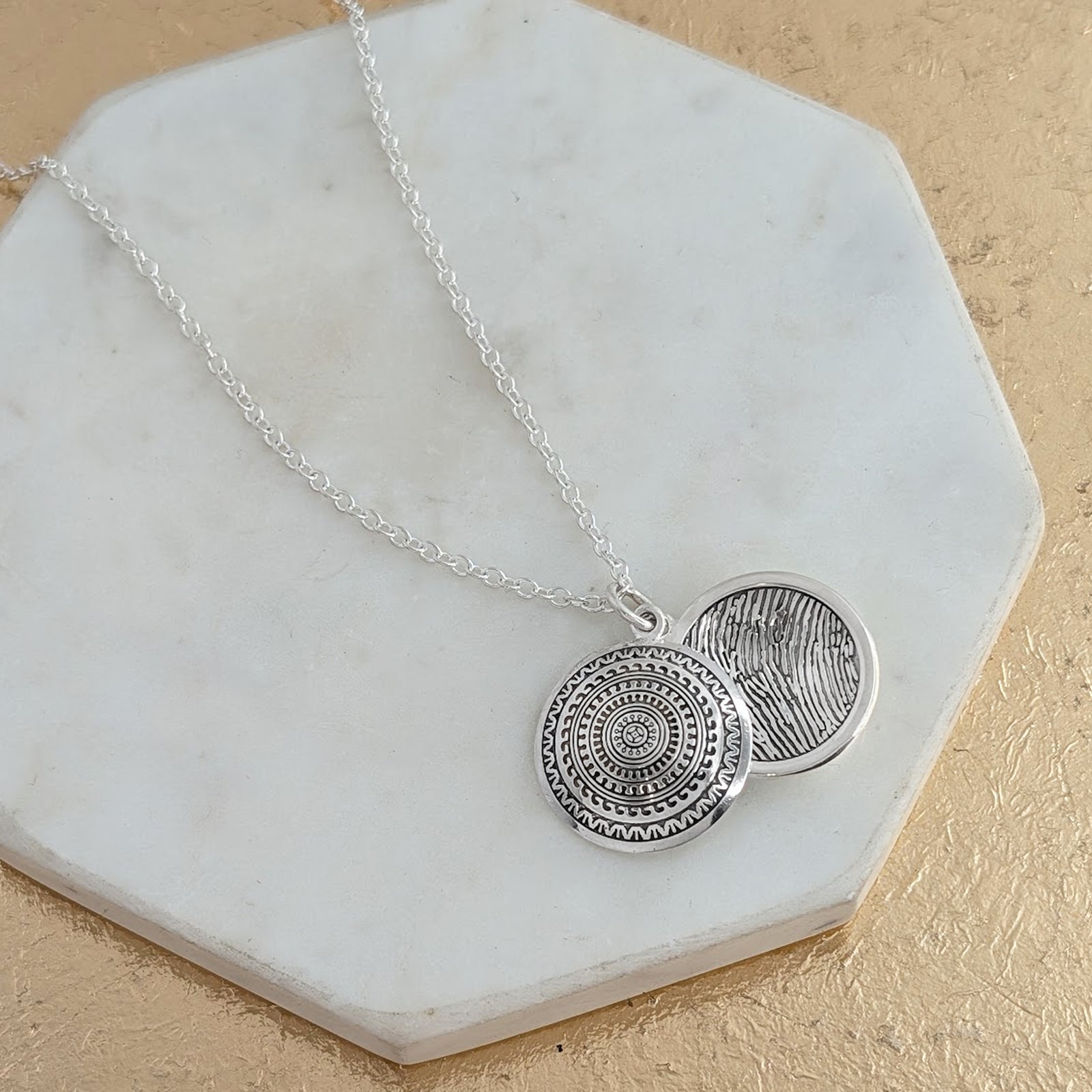 Silver Fingerprint Mandala Locket