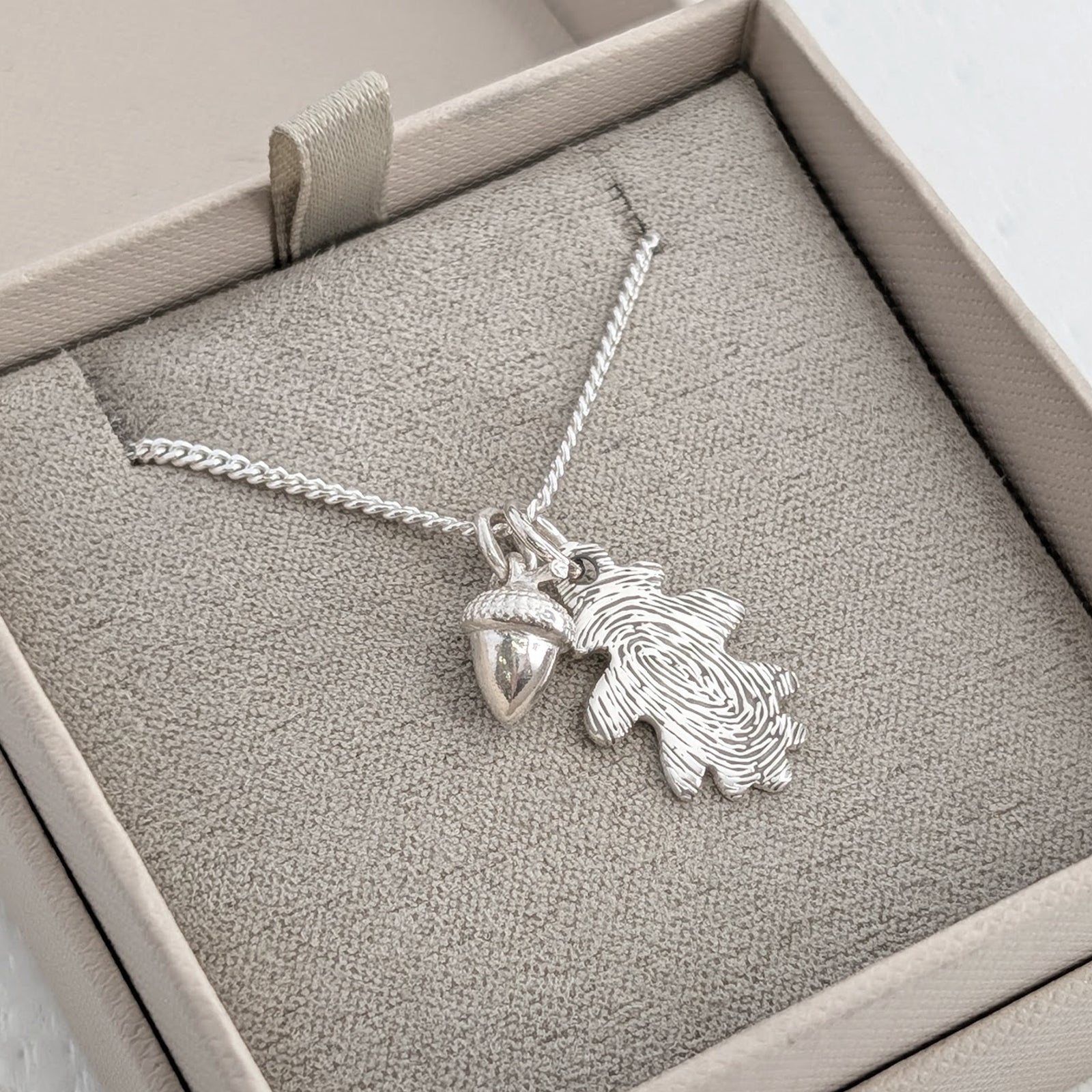 ACORN & OAK LEAF FINGERPRINT CHARMS