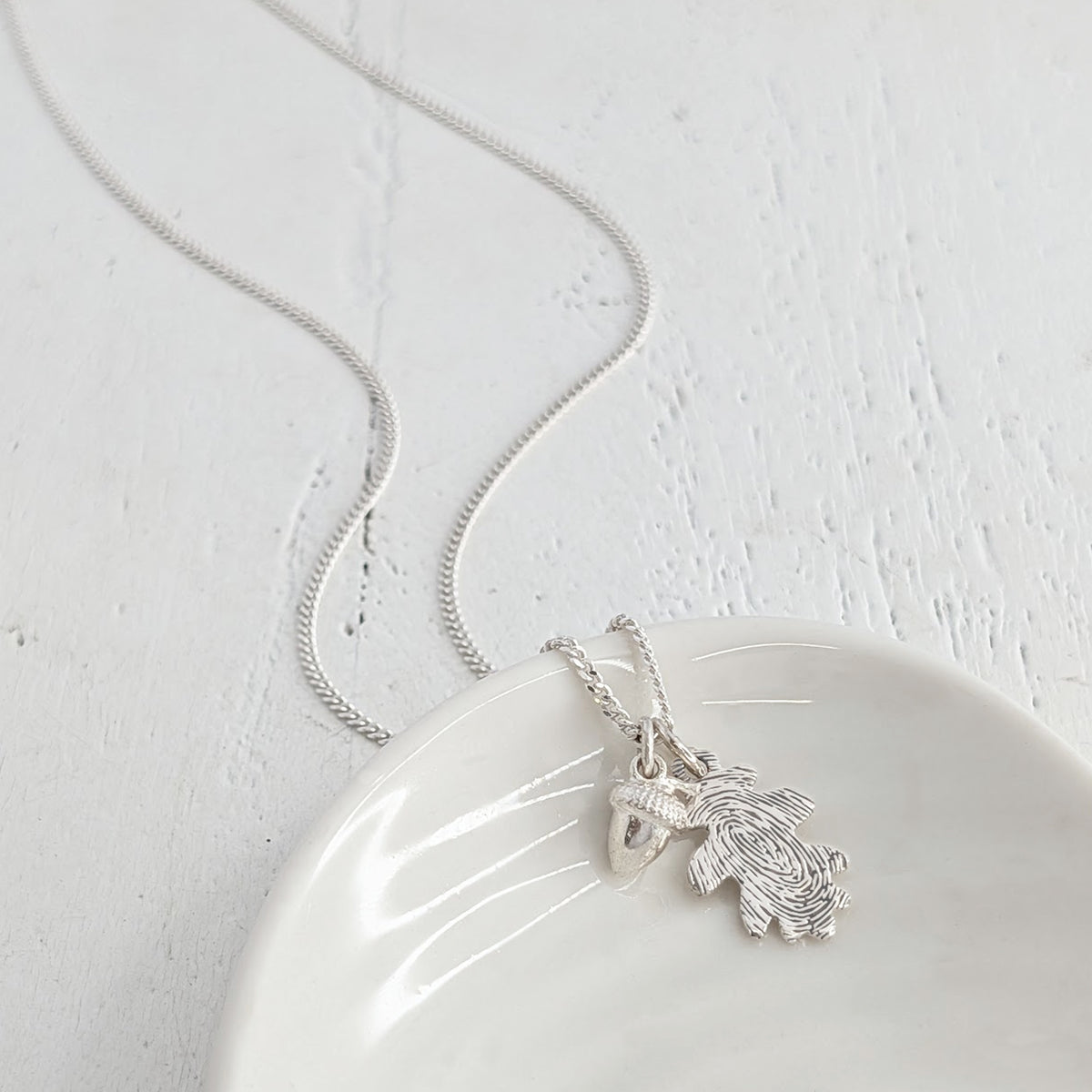 ACORN &amp; OAK LEAF FINGERPRINT CHARMS