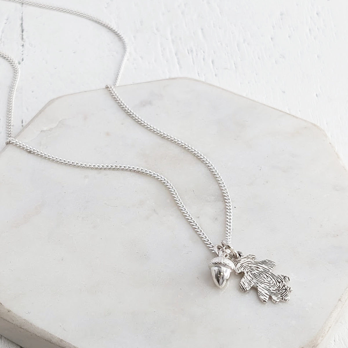ACORN &amp; OAK LEAF FINGERPRINT CHARMS
