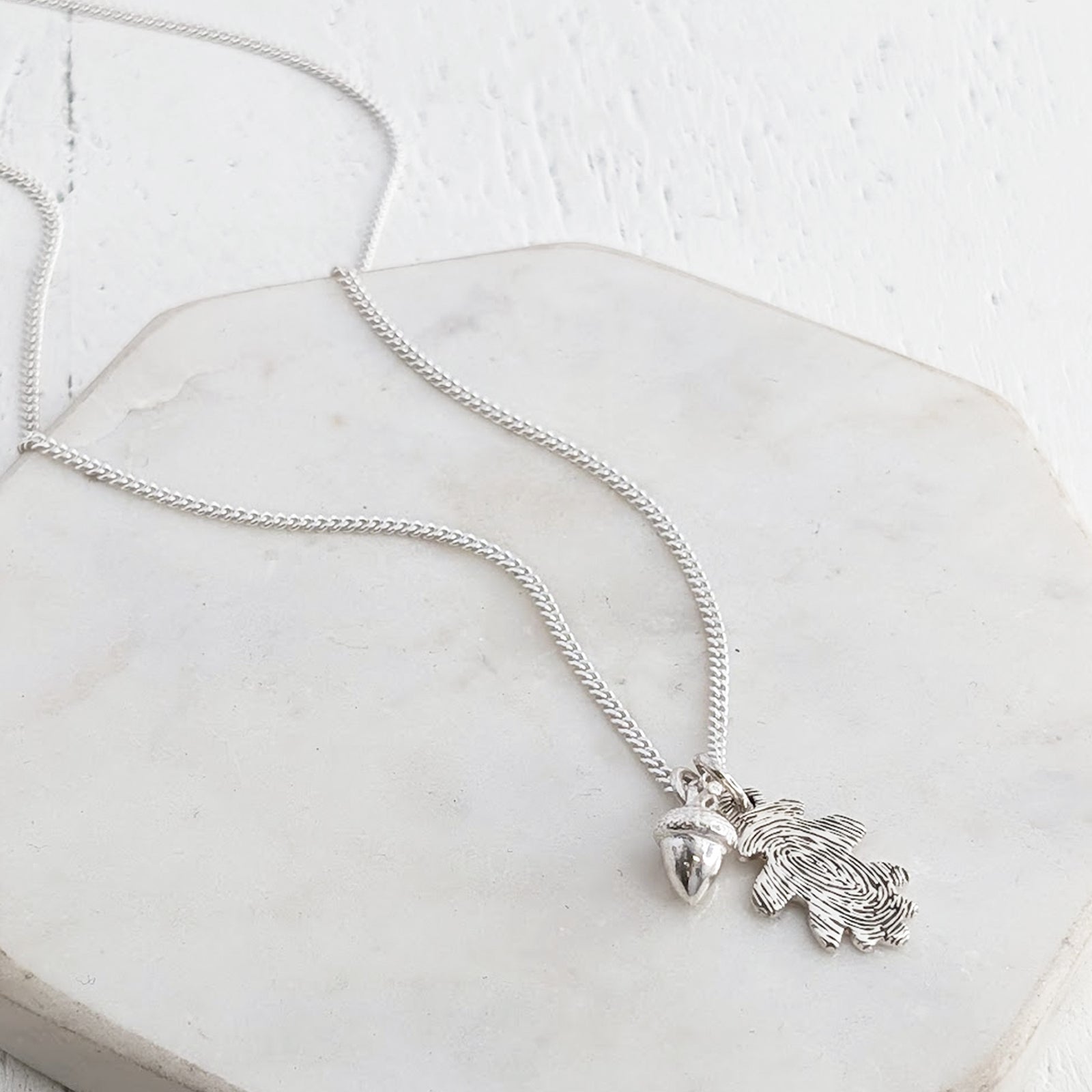 ACORN & OAK LEAF FINGERPRINT CHARMS