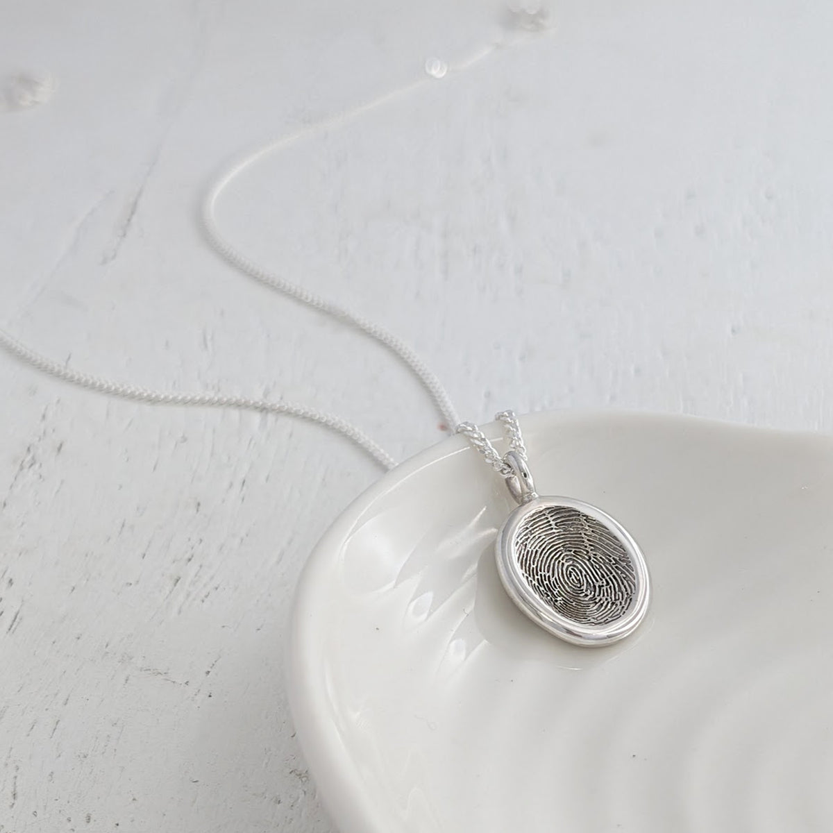 Memorial Fingerprint Nugget Necklace in Sterling SIlver or Solid Gold