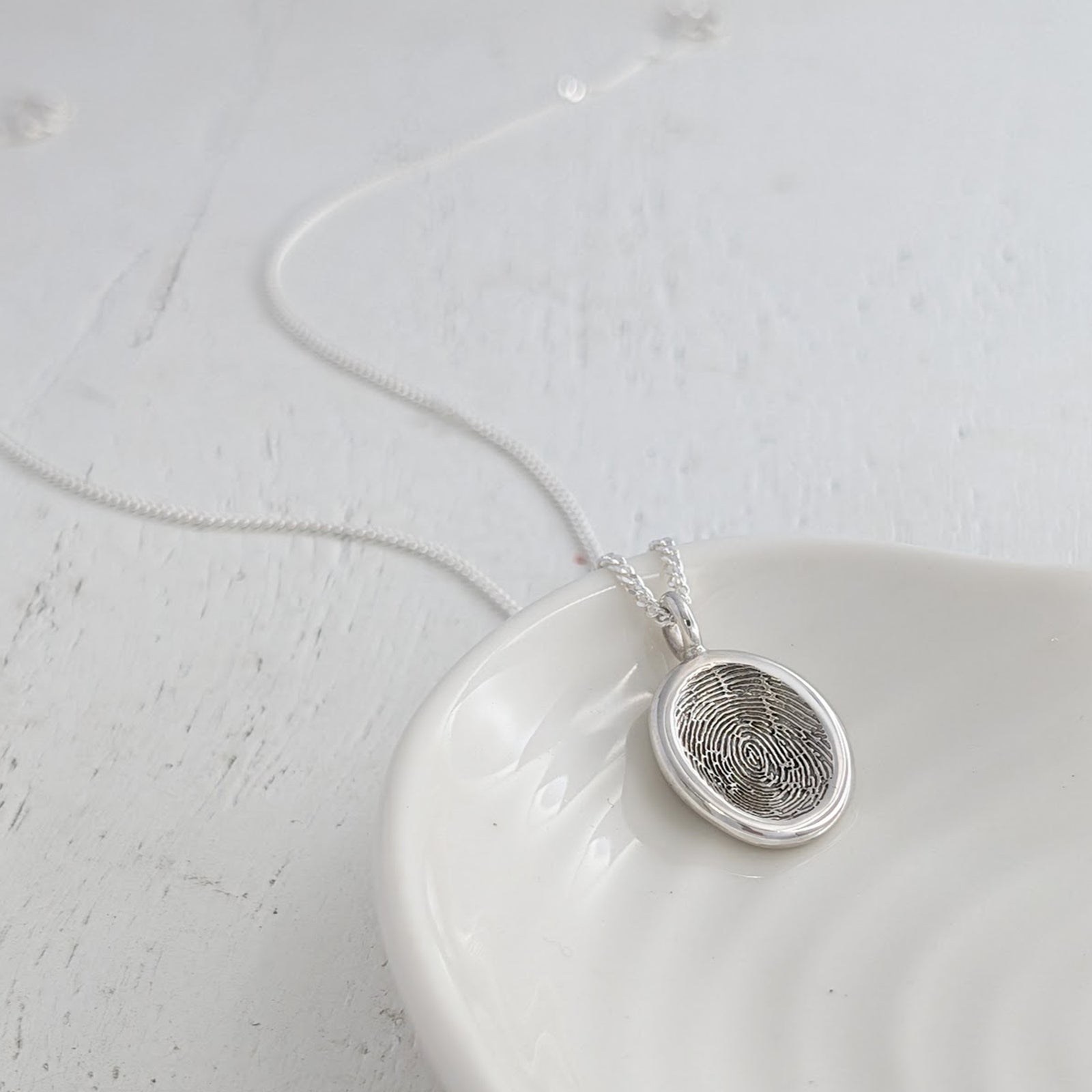 Silver Fingerprint Nugget Necklace | Bereavement jewellery in memory of a loved one