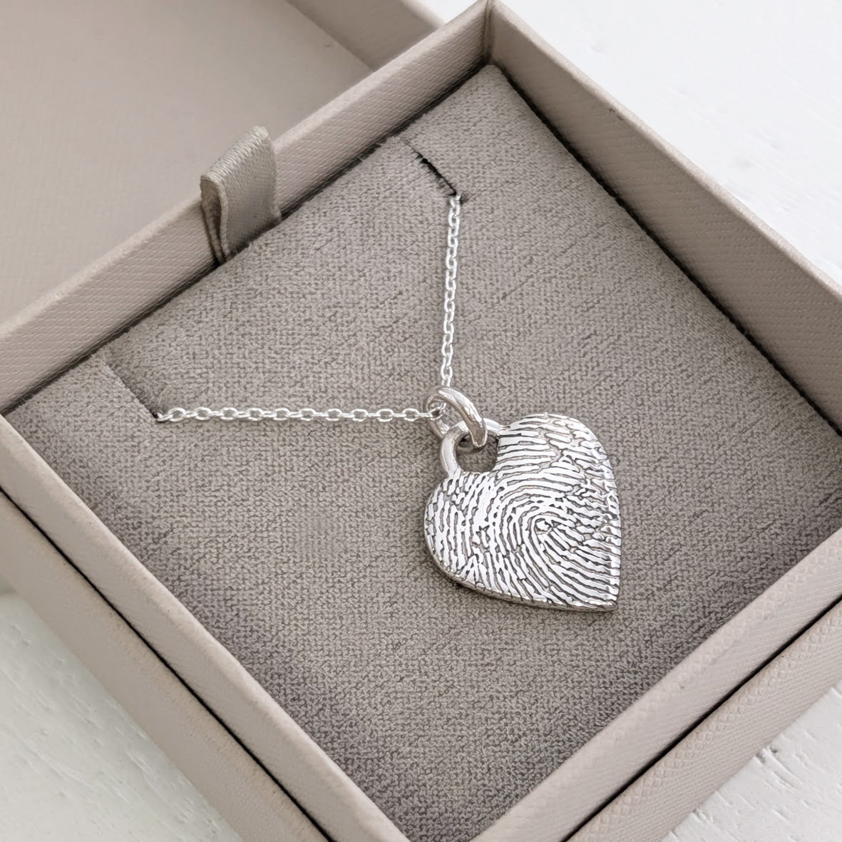 Fingerprint heart padlock necklace