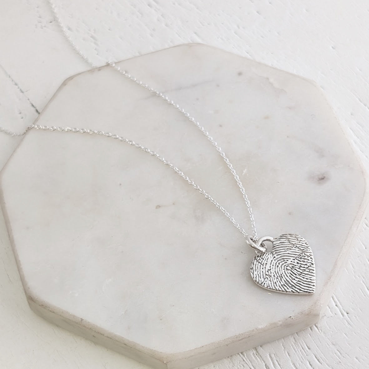 Silver fingerprint heart padlock charm