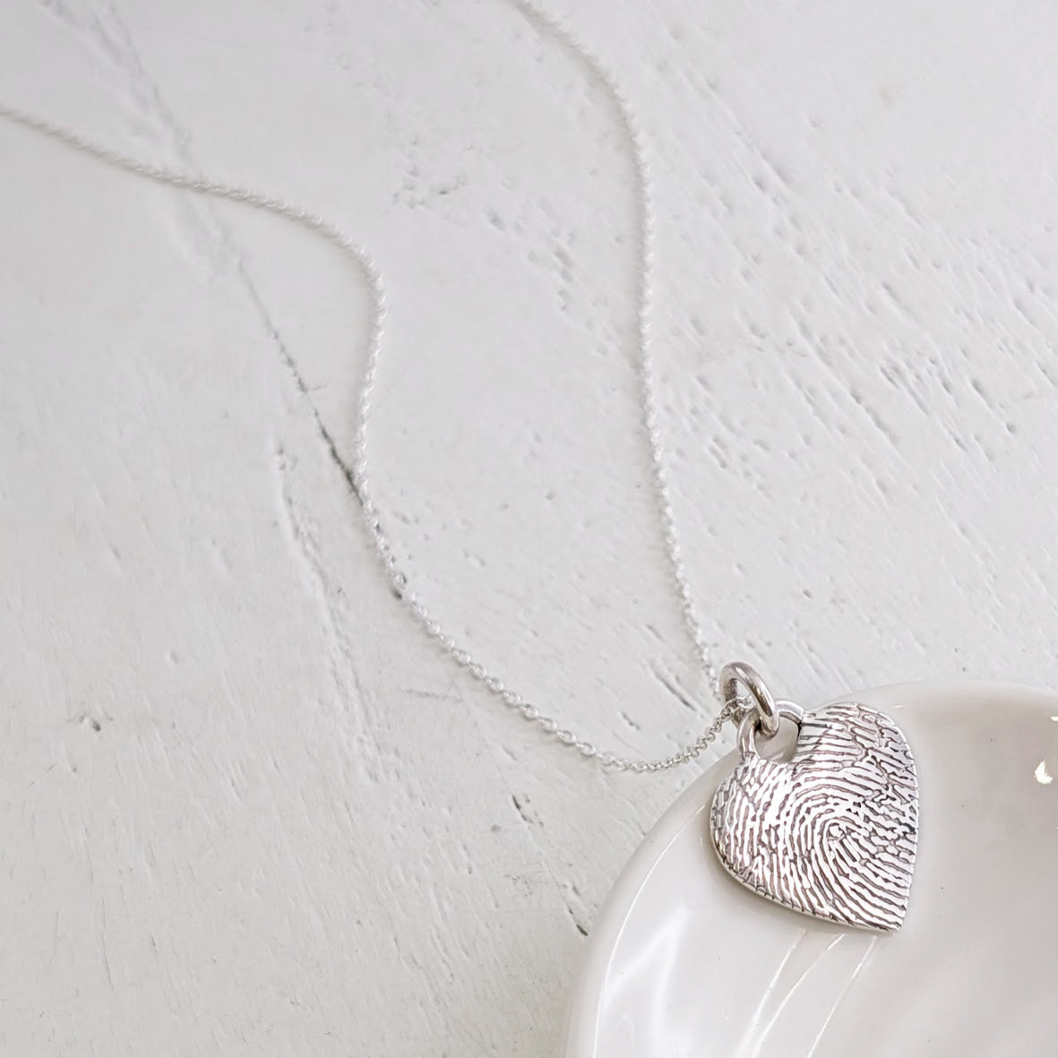 Fingerprint Heart Necklace in sterling silver
