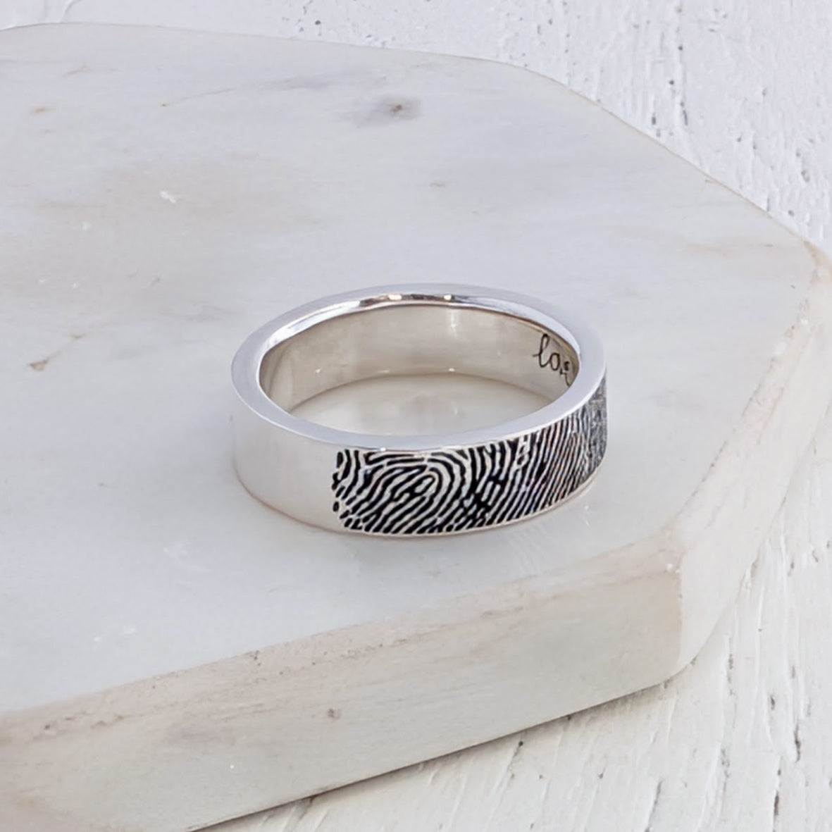 Silver fingerprint ring