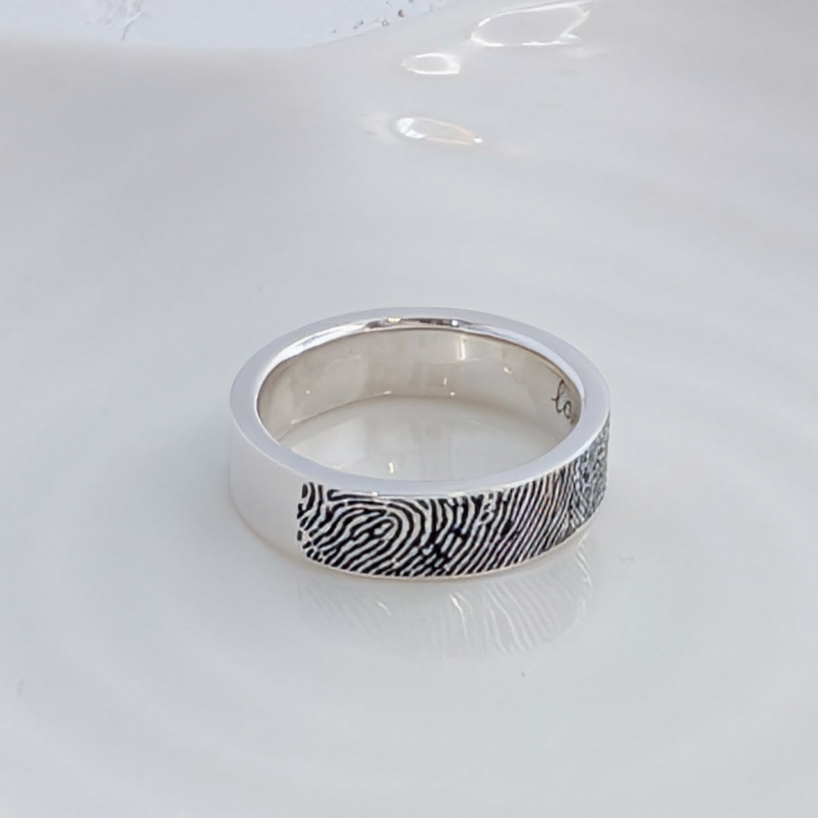 Silver fingerprint keepsake ring