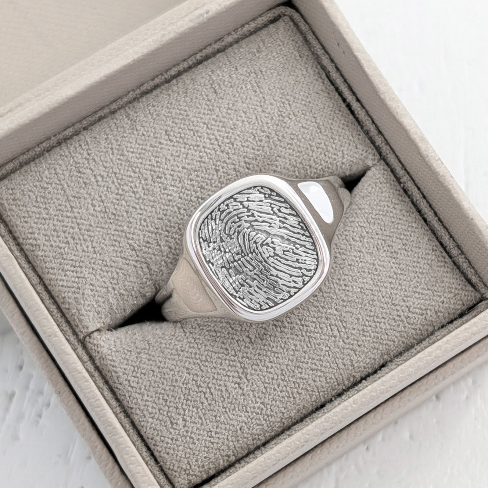 Sterling silver fingerprint memorial ring for men