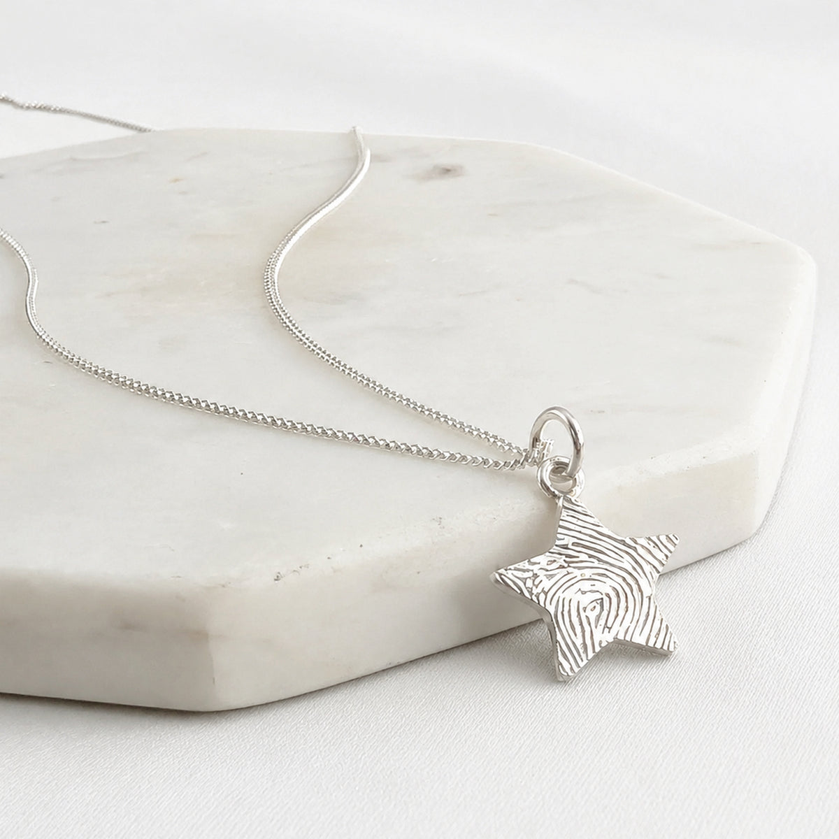 Silver Gold Fingerprint Star Charm Necklace - Memorial Fingerprint Jewellery UK
