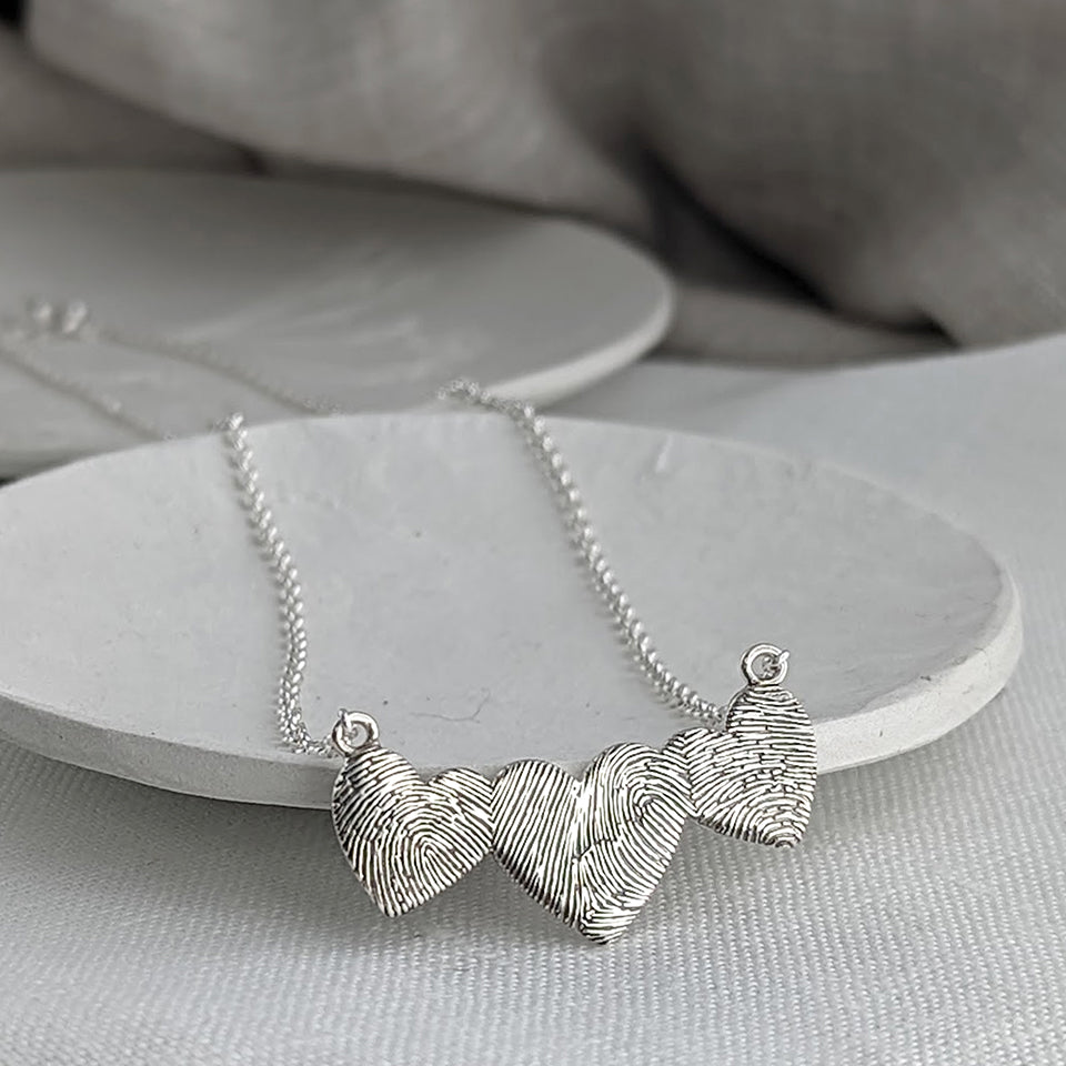 Fingerprint Heart Necklace for three children
