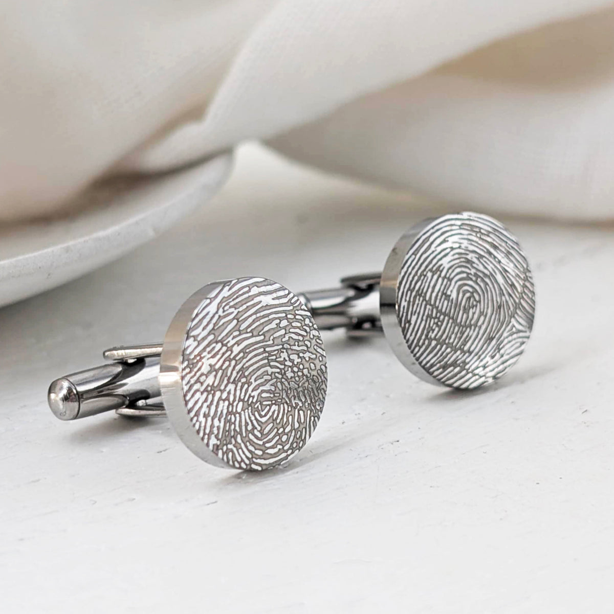 FINGERPRINT STEEL BUTTON CUFFLINKS
