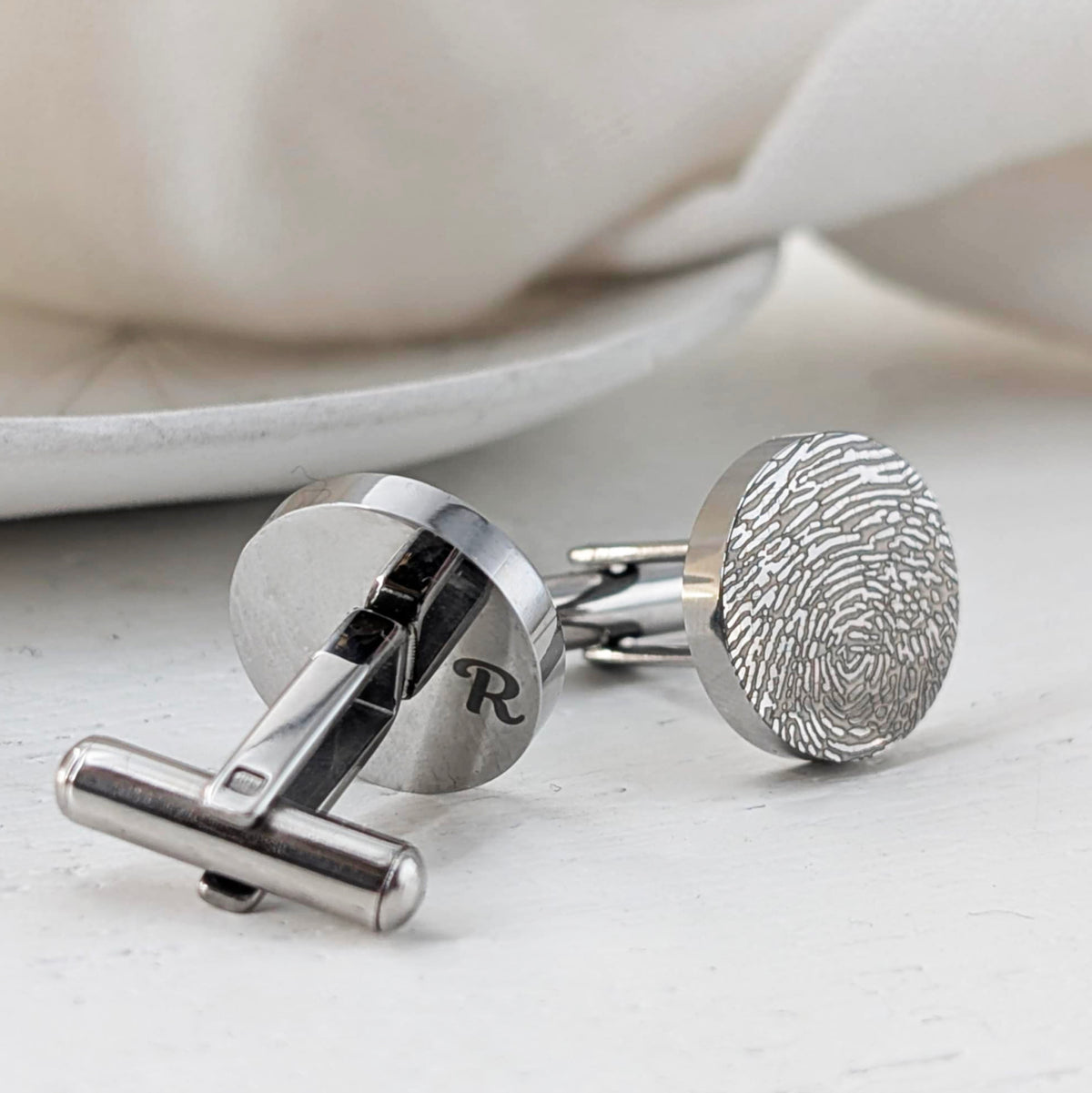 FINGERPRINT STEEL BUTTON CUFFLINKS