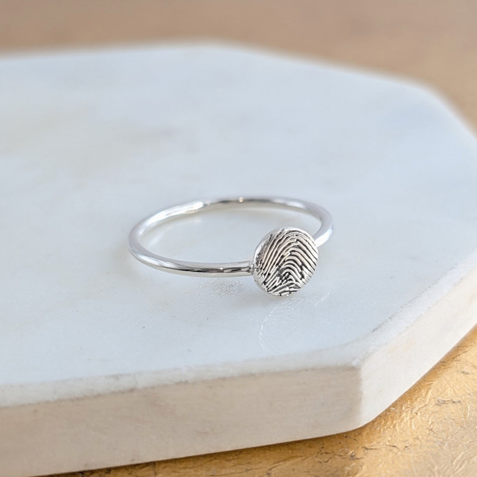 Silver fingerprint ring - dainty