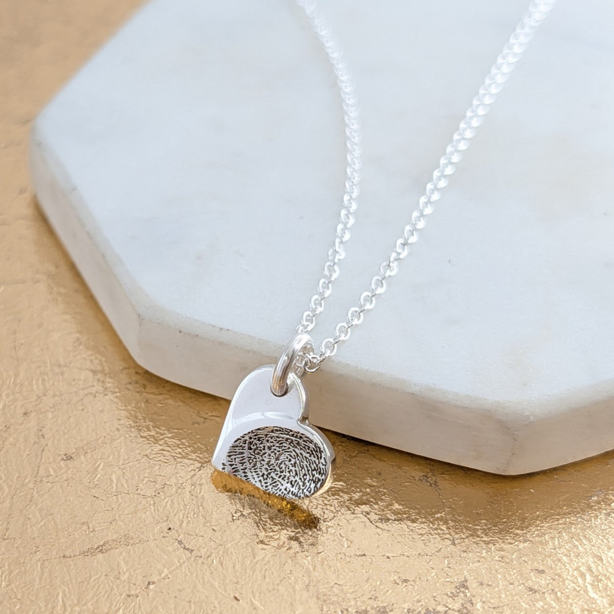 Fingerprint Dainty Heart Charm