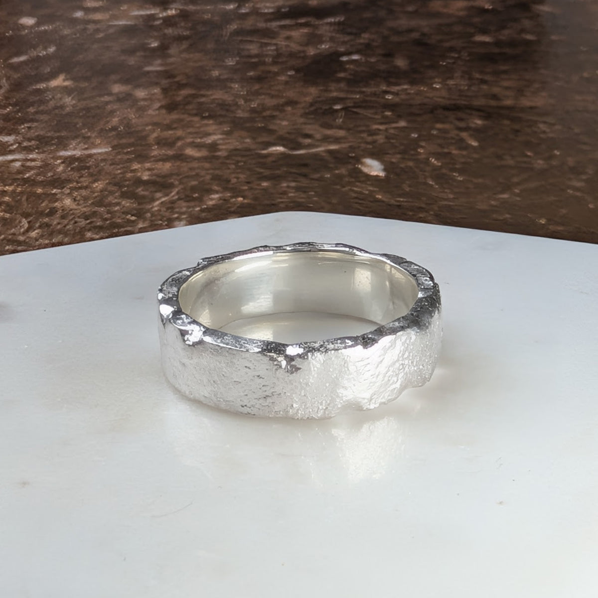 FINGERPRINT WIDE RING - BARK TEXTURE