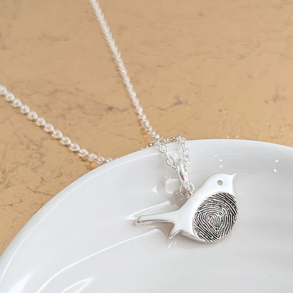 Robin Fingerprint 
Necklace - Handmade silver memorial jewellery