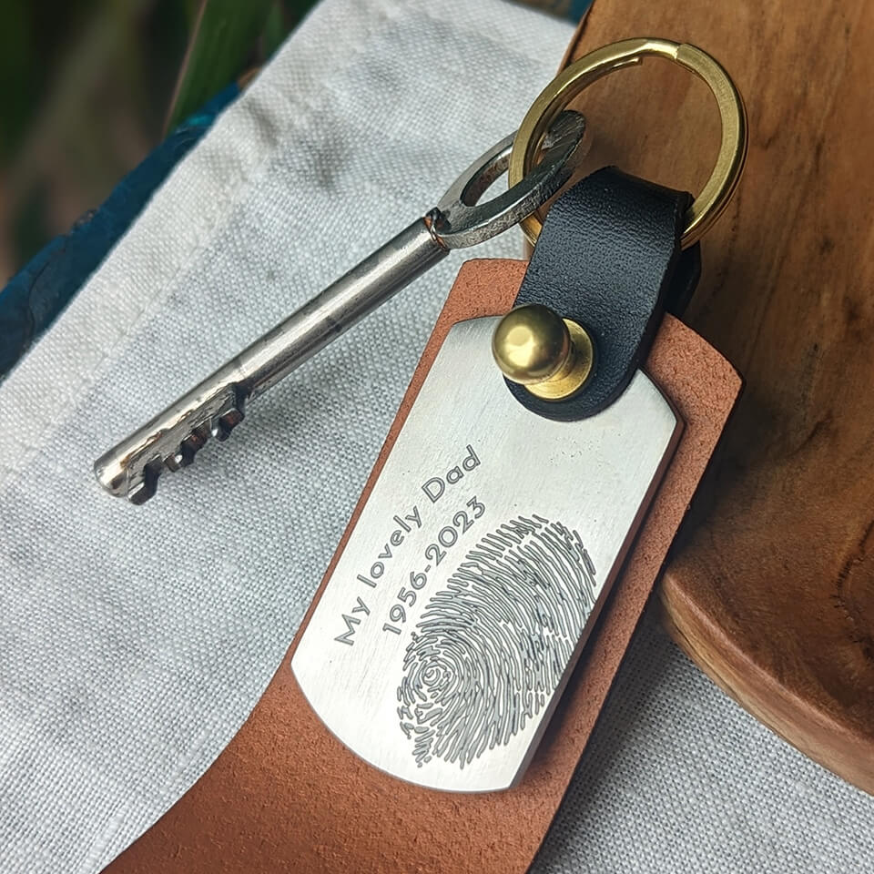 Custom Personalized Leather Keychain - Engraved Leather Key Ring Gift, Rectangle Shape, Multiple Colors