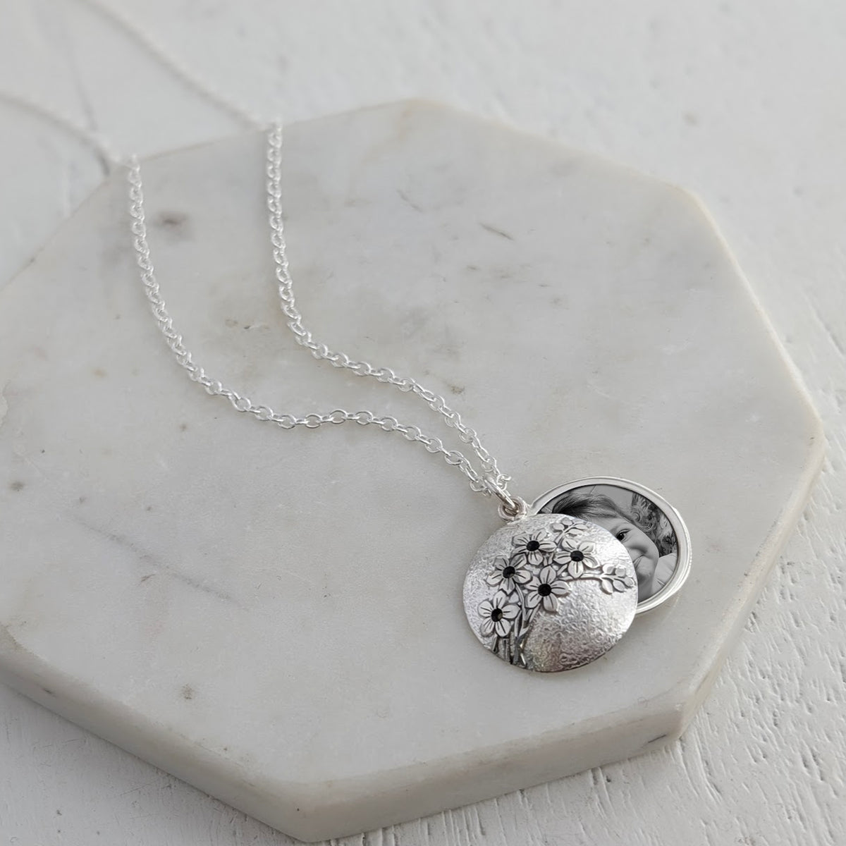 Personalised forget me not photo locket