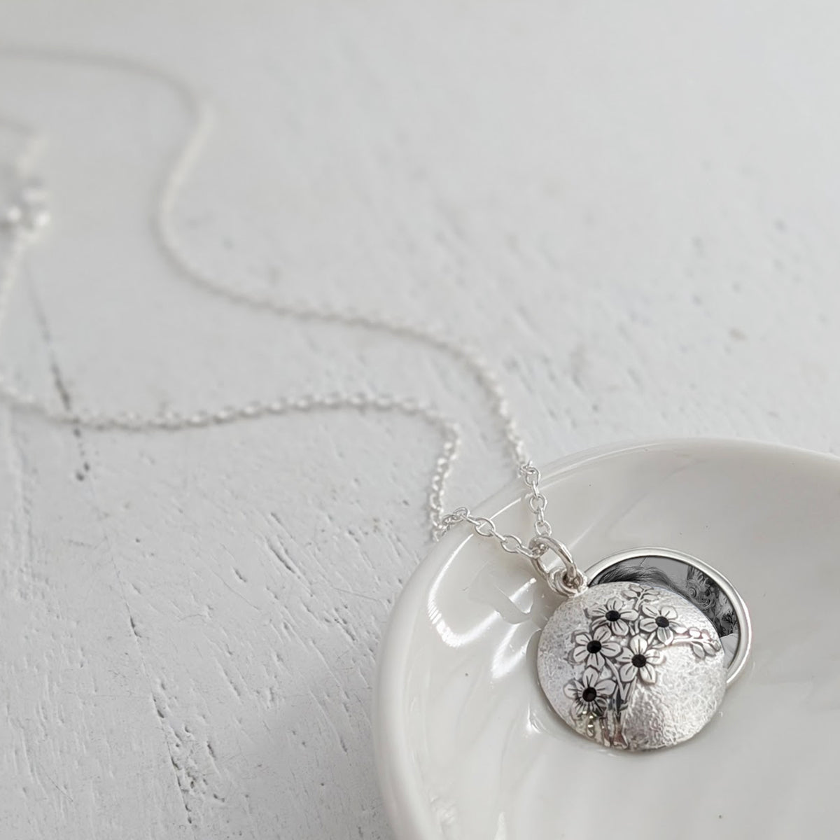 Personalised handmade silver photo locket necklace