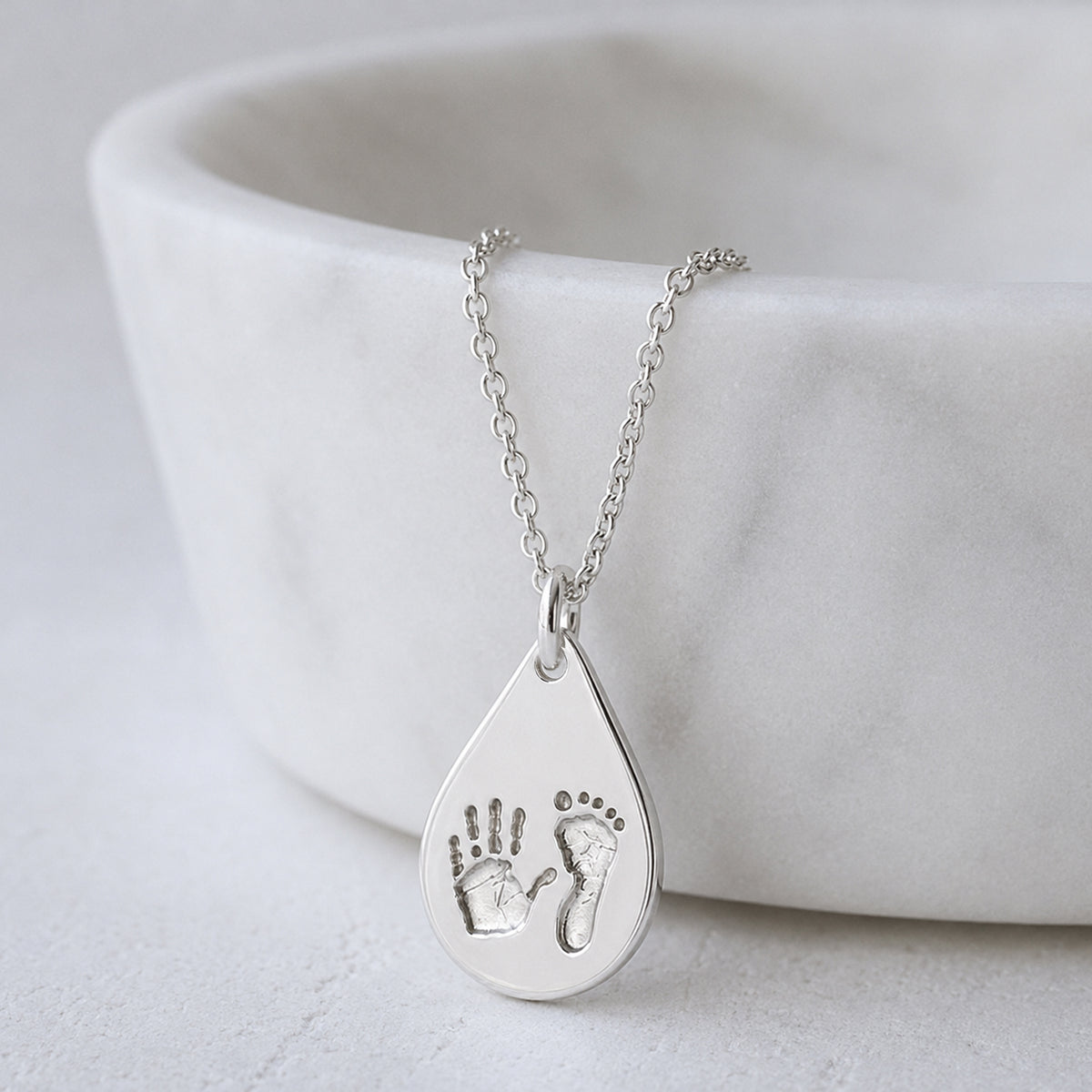 baby handprint silver keepsake necklace for mum