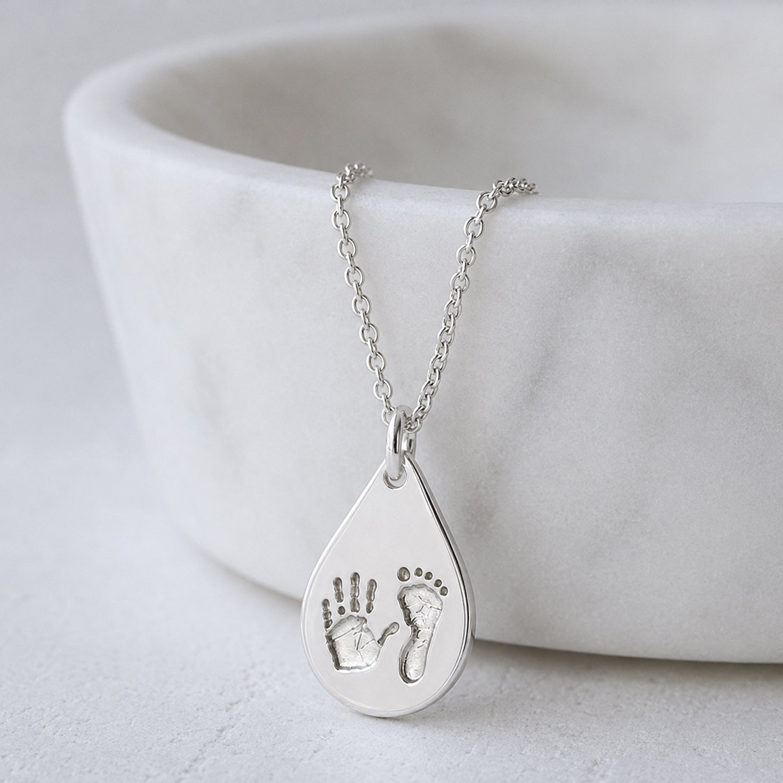 baby handprint silver keepsake necklace for mum