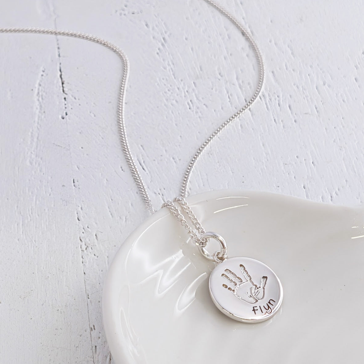 New Baby Handprint and Footprint Silver or Gold Keepsake Charm Necklace