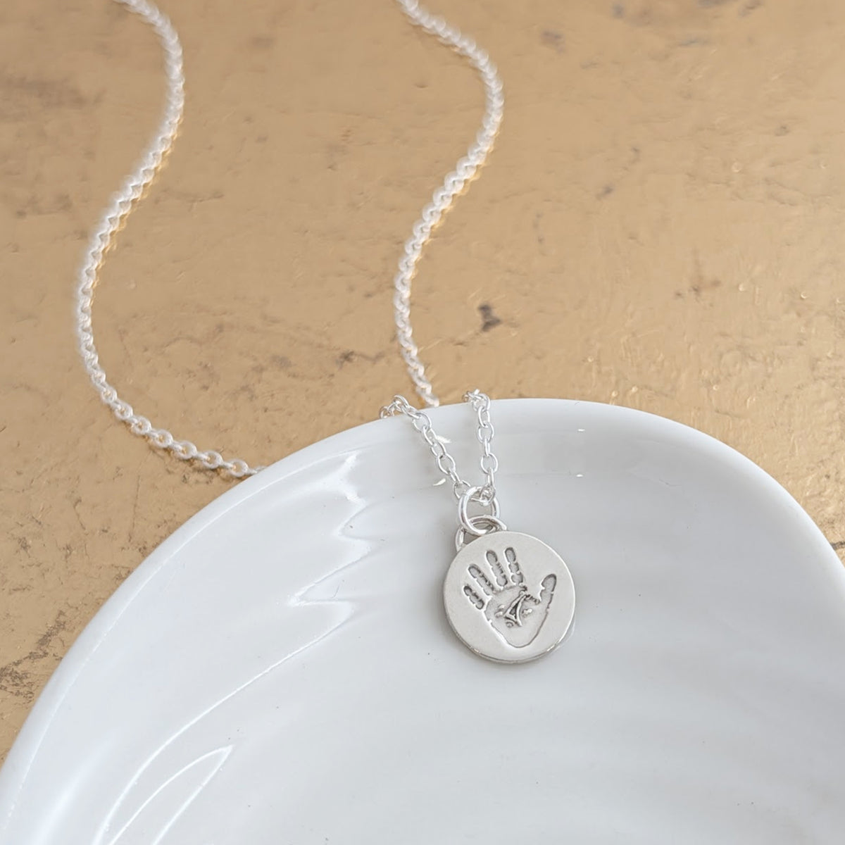 Baby handprint footprint disc charm necklace - baby handprint memorial jewellery UK