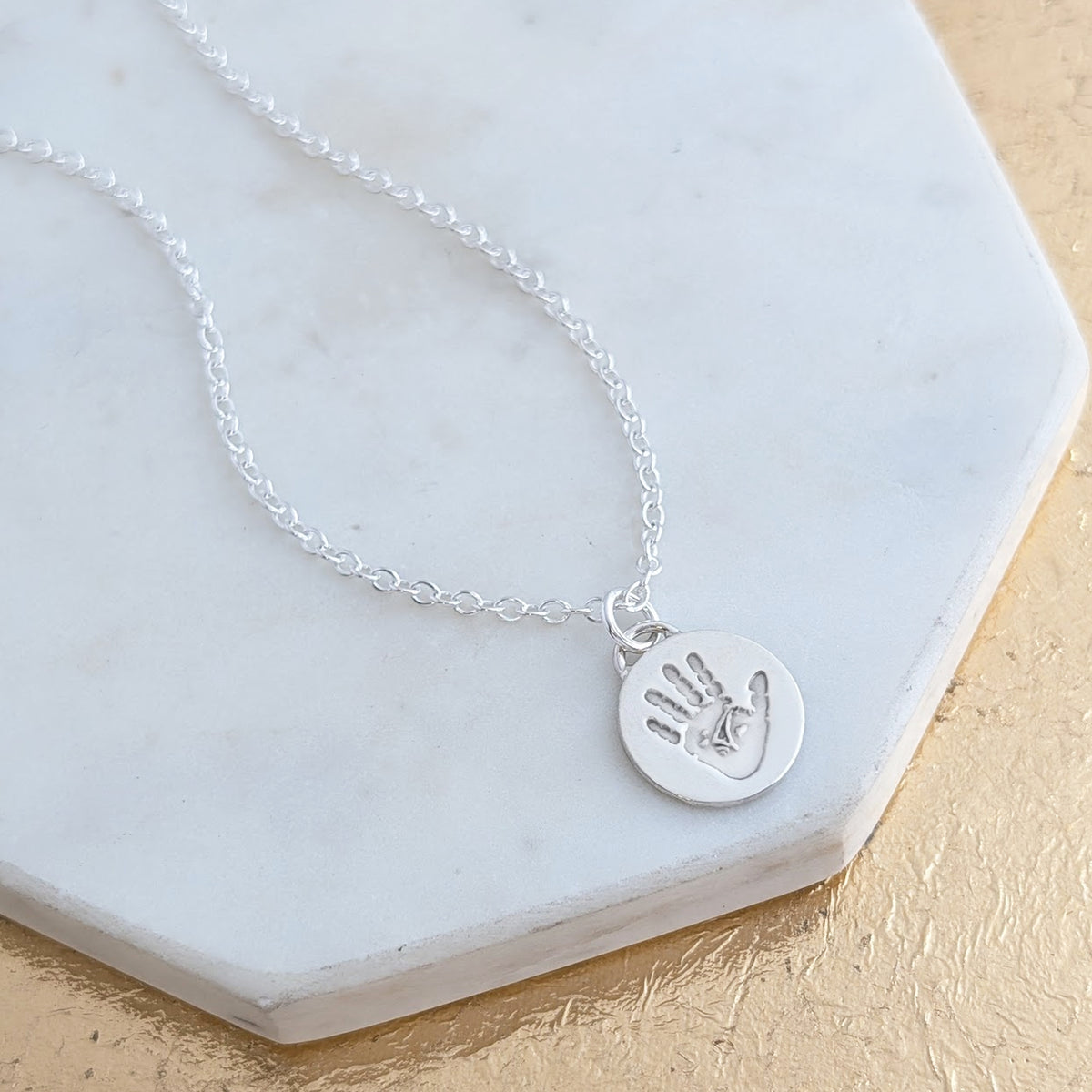 New Baby Handprint Footprint Engraved charm Necklace