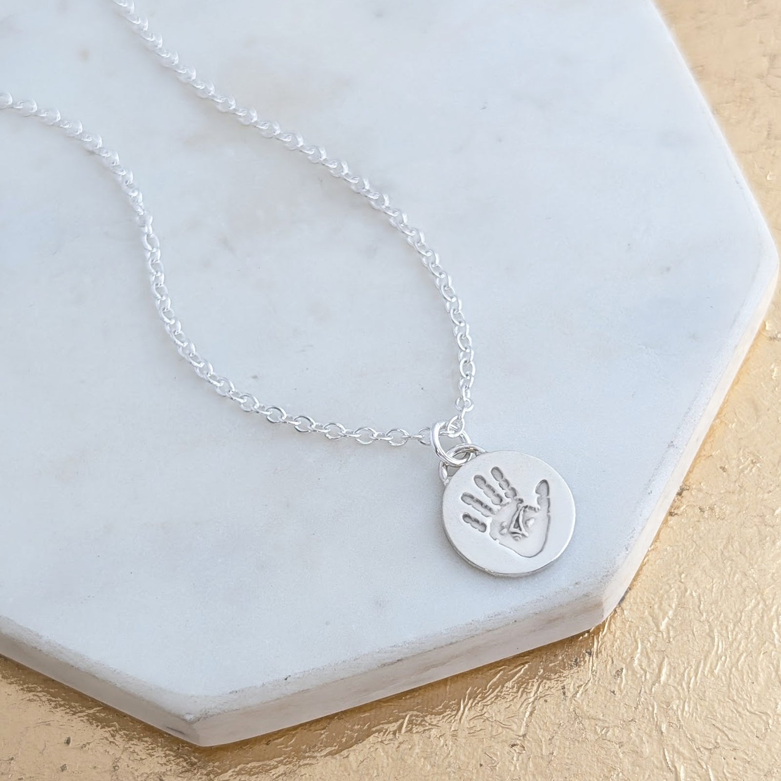 New Baby Handprint Footprint Engraved charm Necklace