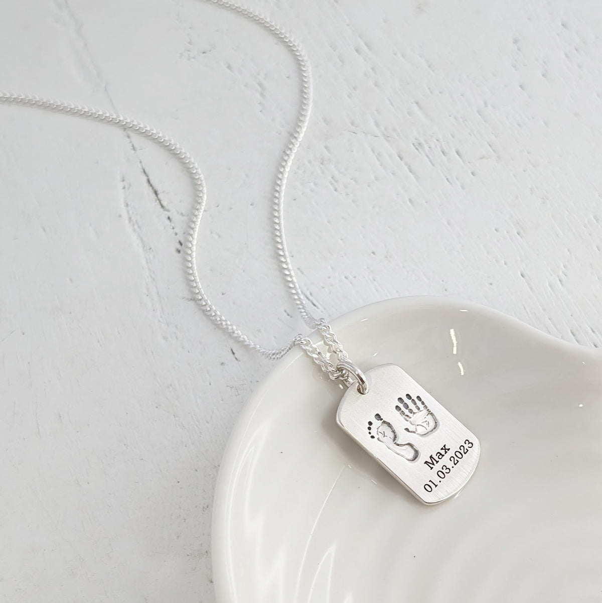 Handprint Footprint Necklace for Dad