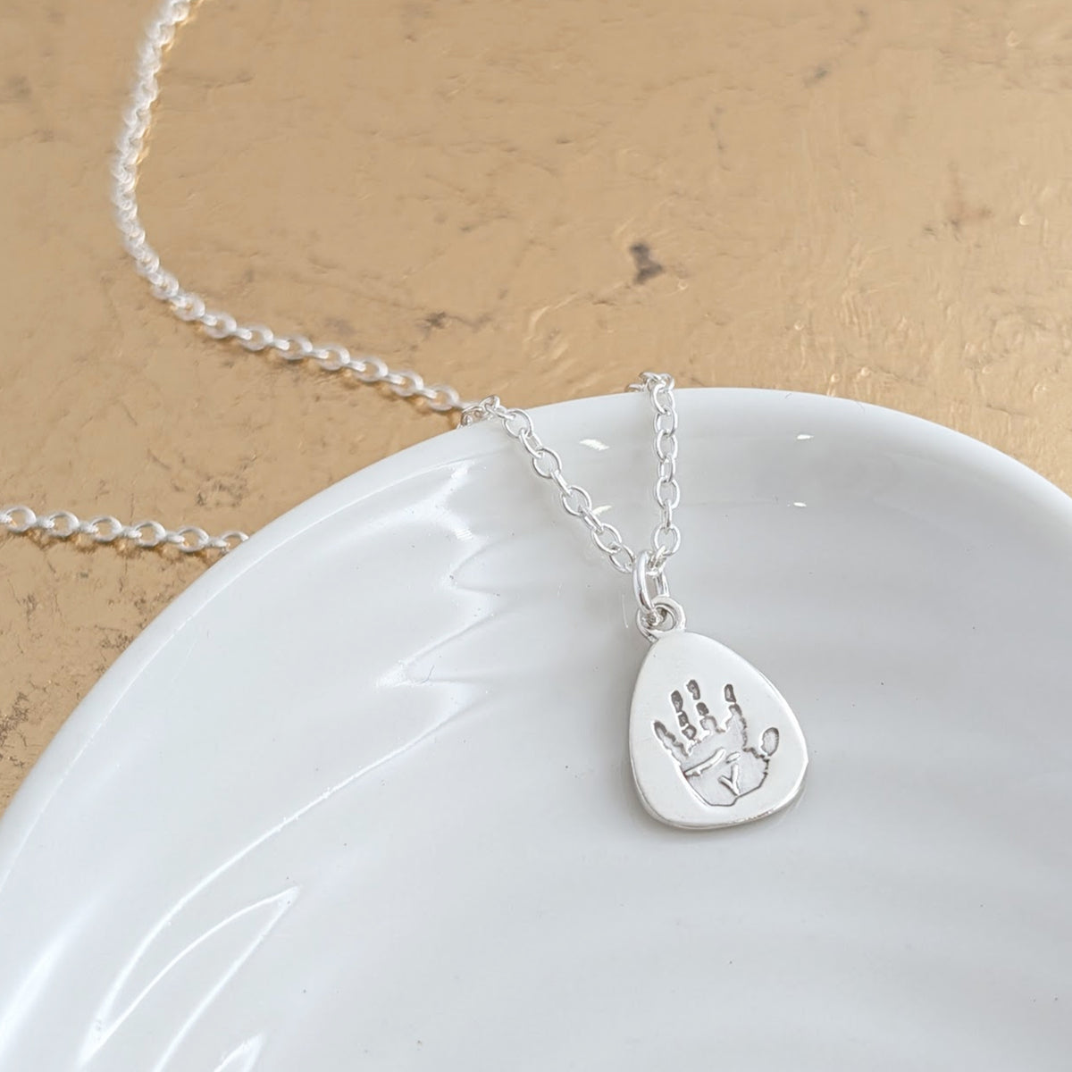 Custom gold or silver baby hand and foot print charm necklace, meaningful new mum gift