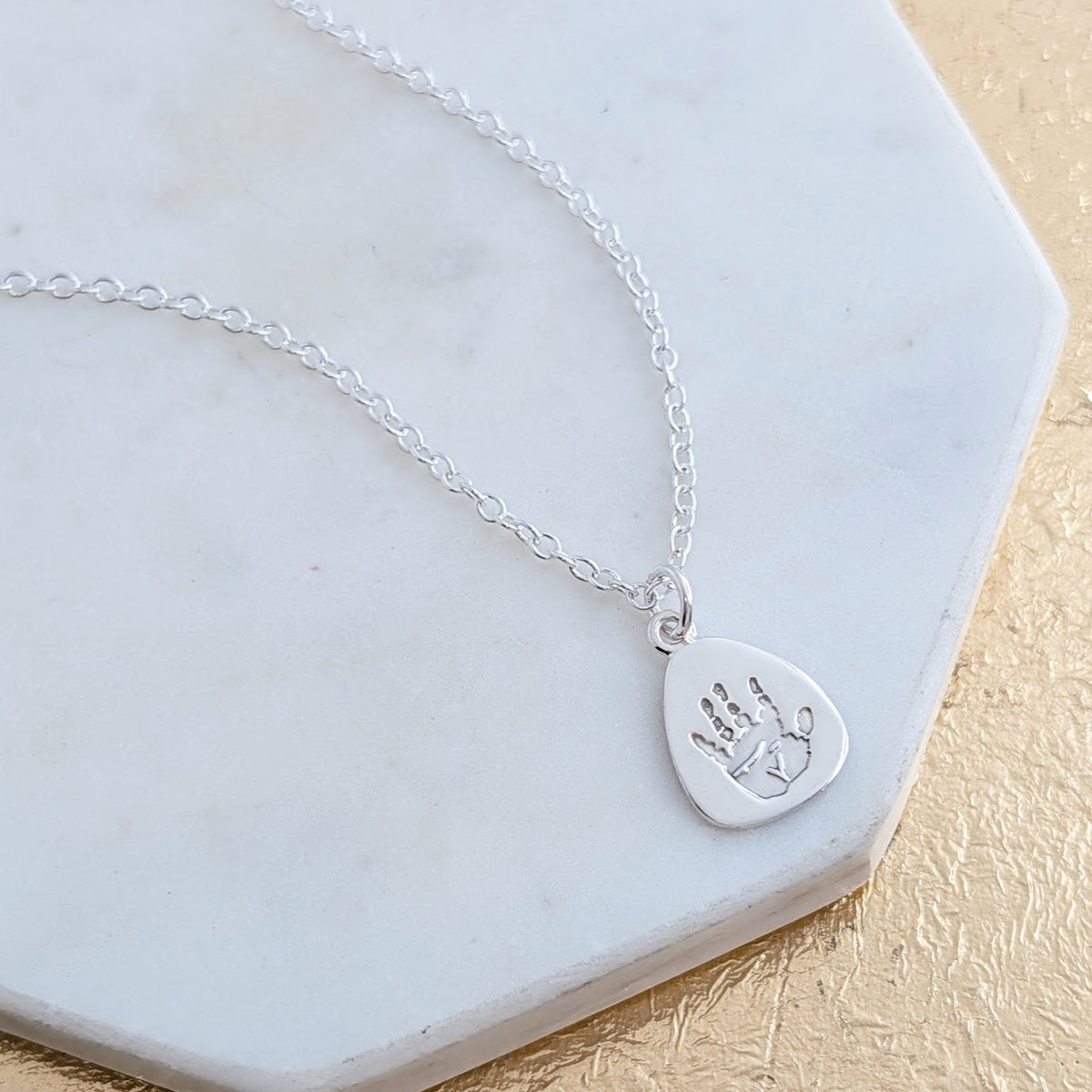 Baby Handprint Footprint Droplet Charm Necklace - Baby Keepsake 