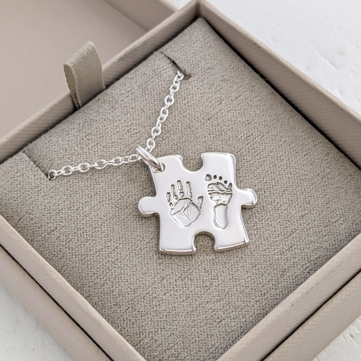 YOU COMPLETE ME HAND & FOOTPRINT JIGSAW PENDANT