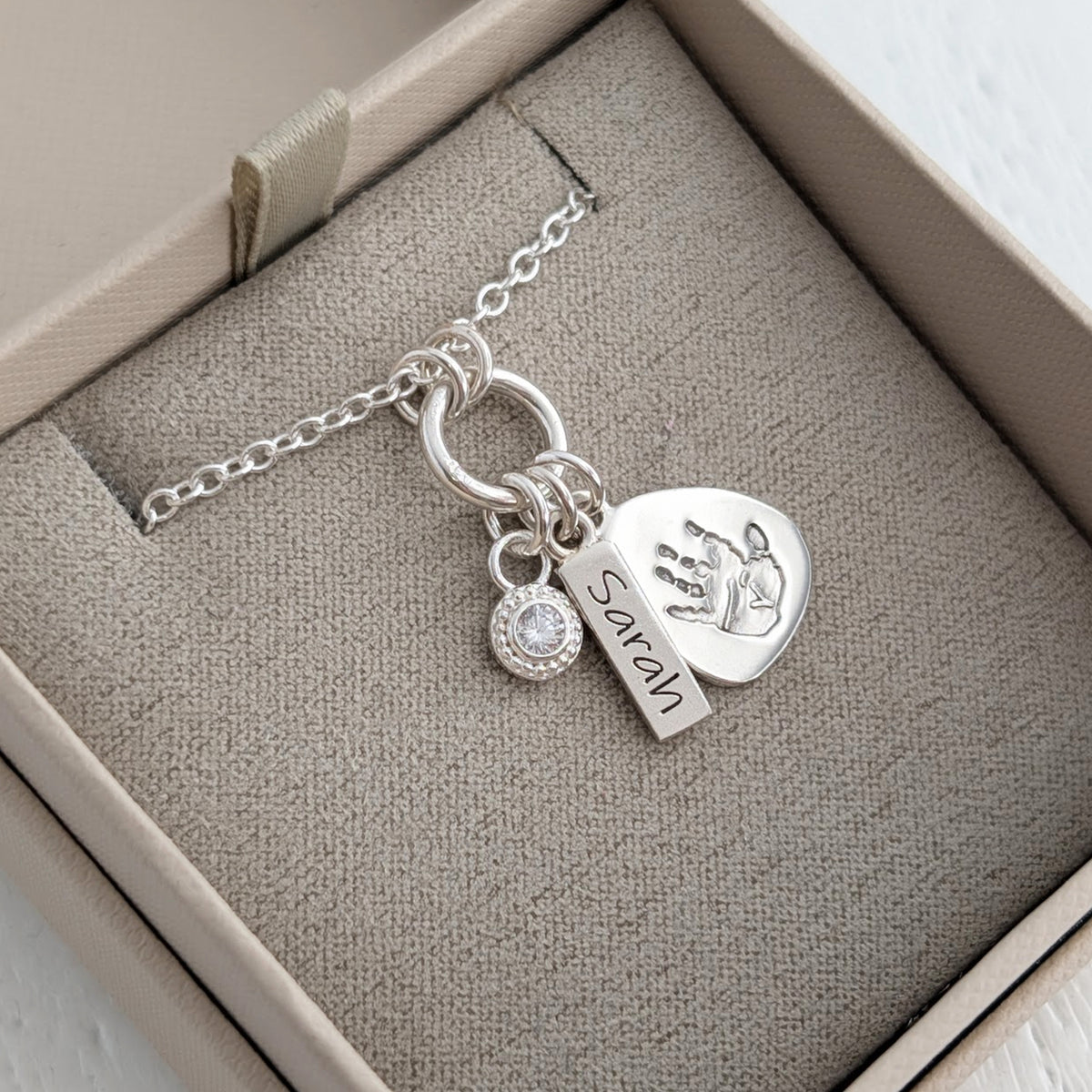 Baby  handprint keepsake jewellery uk