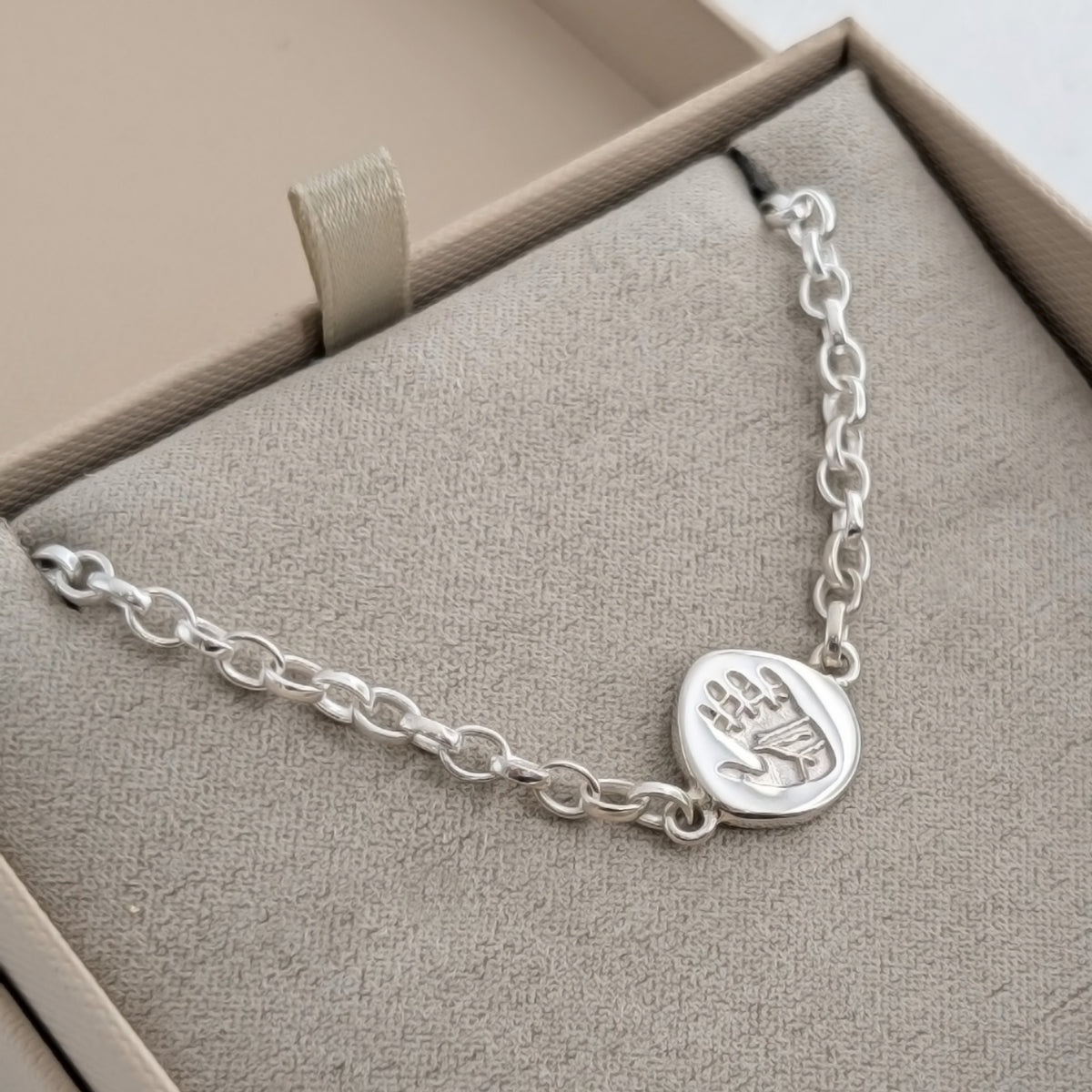 HANDPRINT or FOOTPRINT PEBBLE CHARM BRACELET